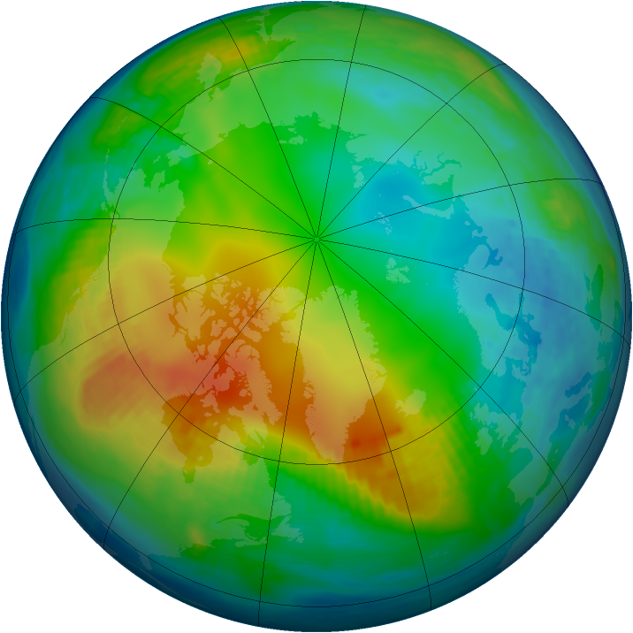 Arctic ozone map for 29 November 1984